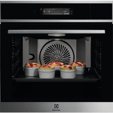 Electrolux Cuptor incorporabil Electrolux EOA9S31CX, Electric, SteamPro, Conectivitate WiFi, CookView, Display TFT, Control touch, Grill, 70 l, Clasa A++, Inox/Negru