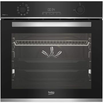 Beko Cuptor incorporabil Beko BBIM13300XFFMP, Electric, 72 l, Autocuratare pirolitica, FlexiCrisp, AEROperfect, RecycledNet, SteamShine Cleaning, Rafturi telescopice, SoftClose door, Grill, 3D Cooking, Display LED, Control touch, Clasa A+, Negru