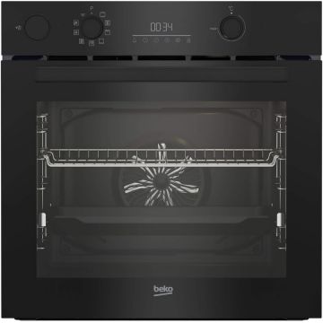 Beko Cuptor incorporabil Beko BBIS17300XCMPE, Electric, 72 l Autocuratare pirolitica,RecycledNet, Steam Assisted Cooking, AeroPerfect, SteamShine Cleaning, Raft telescopic, Touch control + Butoane, Clasa A+, Sticla Negru