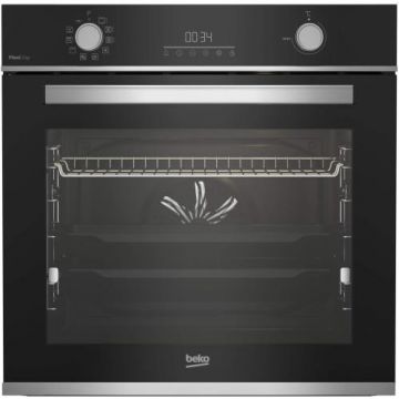 Cuptor incorporabil Beko BBIM13300XMPSEF, Electric, 72 l, Autocuratare pirolitica, FlexiCrisp, AEROperfect, RecycledNet, SteamShine Cleaning, Rafturi telescopice, SoftClose door, Grill, 3D Cooking, Clasa A+ (Negru)