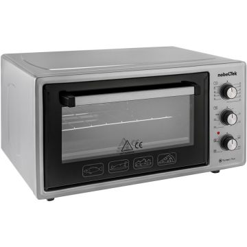 NobeLTek Cuptor electric NobeLTek NLT FSO48X, 48L, 1600W, grill, timer, termostat, sticla dubla, ventilator, iluminare, Gri-inox