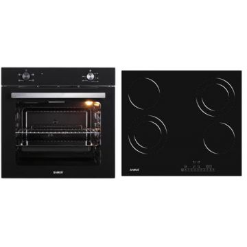 Pachet Samus B12 Cuptor incorporabil Samus SC621G4, Electric, 81 L, 4 functii + Plita incorporabila Samus PSVE-64BG3, Vitroceramica, 5800 W, 4 Zone de gatit (Negru)