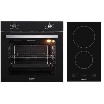 Pachet Samus B13 Cuptor incorporabil Samus SC621G4, Electric, 81 L, 4 functii + Plita incorporabila Samus PSVE-32BG3, Vitroceramica, 2 Zone de gatit (Negru)