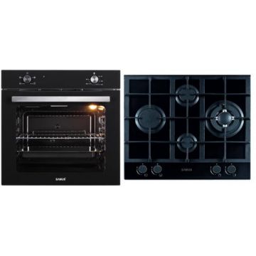 Pachet Samus B15 Cuptor incorporabil Samus SC621G4, Electric, 81 L, 4 functii + Plita incorporabila Samus PSG-64SG2, Gaz, 4 arzatoare, Arzător WOK, Aprindere electrica (Negru)