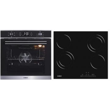 Pachet Samus B6 Cuptor incorporabil Samus SC625GDX5, Electric, 75 L, 5 functii + Plita incorporabila Samus PSVE-64BG3, Vitroceramica, 5800 W, 4 Zone de gatit (Negru)