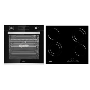 Pachet Samus ONL14 Cuptor incorporabil Samus SCE828GCF3D, 80 l, 2500 W, 8 functii + Plita incorporabila Samus PSVE-64BG6, 4 Zone de gatit, Vitroceramica, Touch Control, 9 Trepte, Timer (Negru)