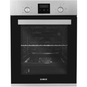 Samus Pachet Samus 45-XB3 Cuptor incorporabil Samus SCE458GTXV, 1900 W, 43 l, 6 functii, Clasa A, Grill, Timer, Ventilator + Plita incorporabila Samus PSG-43SG1, 3 arzatoare pe gaz, panou de control, Sticla, Negru