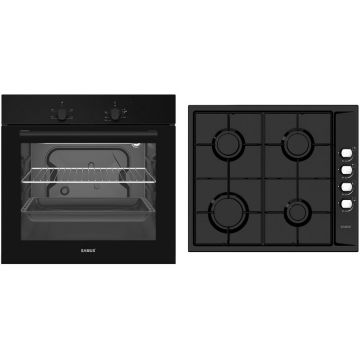 Samus Pachet SAMUS-B20, Cuptor electric incorporabil SC620G4B + plita pe gaz incorporabila PSG-64SB, clasa A, 62 litri, 4 functii, 4 arzatoare, putere 7 kW, aprindere electrica, negru