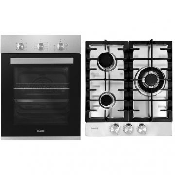 Samus Pachet Ssamus 45-X1 Cuptor incorporabil Samus SC456GTXV, 43 l, 6 Functii, Latime 45 cm,1900 W + Plita incorporabila Samus PSG-43SX1, 3 arzatoare pe gaz, 45cm, Inox