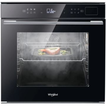 Whirlpool Cuptor incorporabil Whirlpool W7 OS4 4S1 P BL, Electric, 73 l, Autocuratare pirolitica, Tehnologia al 6-lea Simt, Ready2Cook, SteamSense, Grill, Clasa A+, Negru
