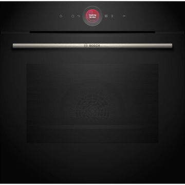 BOSCH Cuptor incorporabil Bosch Seria 8, Electric, 71 l, 14 moduri de gatit, Display tactil TFT, DishAssist, EcoClean Direct, Air Fry, Grill, Convectie 3D, Home Connect, Clasa A+, Negru