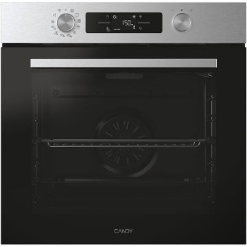 CANDY Cuptor incorporabil Candy Titanium CA6 N5B3EYTX, Electric, 78 litri, Curatare Pirolitica & Hidrolitica, WiFi, Tehnologie Easy STEAM, 12 functii, Raft telescopic, Clasa A++, Inox