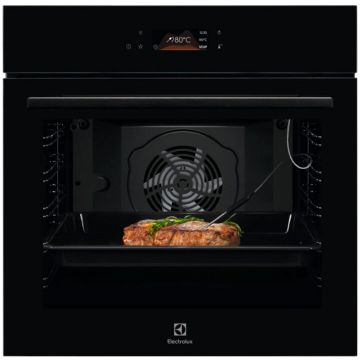 Electrolux Cuptor incorporabil Electrolux COD8H39Z, 72 l, SteamBake-gatire cu abur, 169 programe, Afisaj digital, Control touch, Grill, Senzor gatire, Convectie, 2 tavi emailate, 1 gratar, Clasa energetica A+, Sticla neagra
