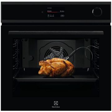 Electrolux Cuptor incorporabil Electrolux EOC9P3XH, 72 l, SteamCrisp-gatire cu abur, Conectivitate WI-FI, TFT Activ, 75 programe, Autocuratare pirolitica, Grill, Clasa energetica A++, Sticla neagra insertie metalica