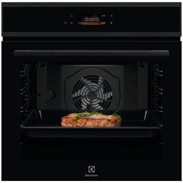 Electrolux Cuptor incorporabil Electrolux EOF8H39H, 72 l, 99 programe, Afisaj digital, Control touch, Usa cu 3 straturi de geam, Grill, Convectie, Clasa A+, Sticla neagra cu insertie metalica