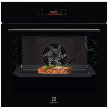 Electrolux Cuptor incorporabil Electrolux LOD8C39Z, 72 l, SteamBake-gatire cu abur, Autocuratare catalitica (spate), 169 programe, Afisaj digital, Control touch, Grill, Convectie, Clasa energetica A+, Sticla neagra
