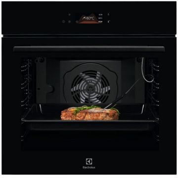 Electrolux Cuptor incorporabil Electrolux LOD8P39Z, 72 l, SteamBake-gatire cu abur, 169 de programe predefinite, Afisaj digital, Autocuratare pirolitica - 3 moduri, Grill, Senzor gatire, Convectie, Clasa energetica A+, Sticla neagra