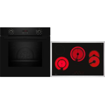 NEFF Set incorporabil Neff BX48PB Cuptor electric 71 l, Convecție, Grill + Plită cu inducție (4 zone gatit), 17 trepte de putere, funcție PowerBoost, Negru