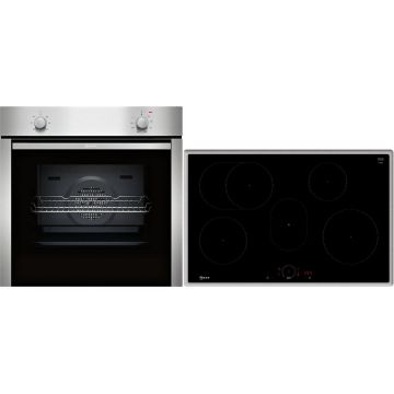 NEFF Set Neff BX18I, Cuptor electric B1DCA0AN0, Seria N30, 71 l, 60 cm si Plita inductie T58SHF1L0, Seria N70), 4 zone gatit, Argintiu-Negru