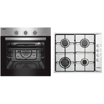 Samus Pachet Samus Cuptor incorporabil SC616GTXV, 56 L, 2200 W si Plita incorporabila PSG-64SX, 4 arzatoare gaz, 56 cm