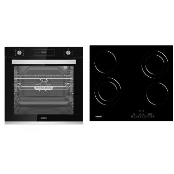 Samus Pachet Samus ONL13 Cuptor incorporabil Samus SCE828GCF3D, 80 l, 2500 W, 8 functii + Plita incorporabila Samus PSVE-64BG6, 4 Zone de gatit, Vitroceramica, Touch Control, 9 Trepte, Timer, Negru