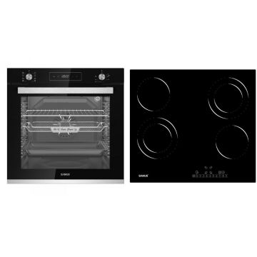 Samus Pachet Samus ONL14 Cuptor incorporabil Samus SCE828GCF3D, 80 l, 2500 W, 8 functii + Plita incorporabila Samus PSVE-64BG6, 4 Zone de gatit, Vitroceramica, Touch Control, 9 Trepte, Timer, Negru