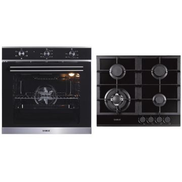 Samus Pachet Samus ONL20 Cuptor incorporabil Samus SC623GX5, Electric, 75 L, 5 functii + Plita incorporabila Samus PSG-64SG1, Gaz, 4 arzatoare, Arzator WOK, Aprindere electrica, Negru