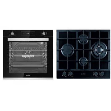 Samus Pachet Samus ONL29 Cuptor incorporabil Samus SCE828GCF3D, 80 l, 2500 W, 8 functii, Clasa A, Gatire 3D, Grill, Ventilator, Timer digital, Curatare catalitica + Plita incorporabila Samus PSG-64SG2, Gaz, 4 arzatoare, Arzator WOK, Aprindere electrica,