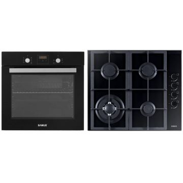 Samus Pachet Samus ONL36 Cuptor Incorporabil Samus SC639CEGV, 62 L, 6 Functii, Curatare catalitica, Grill electric, Timer digital + Plita incorporabila Samus PSG-64SG4, 4 Arzatoare, Aprindere electrica, Siguranta, Negru