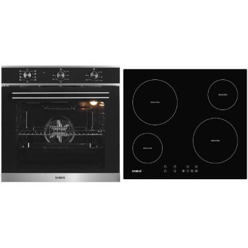 Samus Pachet Samus ONL44 Cuptor incorporabil Samus SC628GX9, 2800 W, 75 l, 9 Functii, Grill, Clasa A (Negru/Inox) + Plita incorporabila Samus PSI-64BG8, Inductie, 4 Zone de gatit, Negru