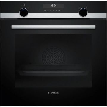 SIEMENS Cuptor electric incorporabil Siemens iQ500 HB578HBS7, Clasa A+, Autocuratare Pirolitica, HomeConnect, cookControl 30, Aer cald 3D, 71 L, Negru-Argintiu