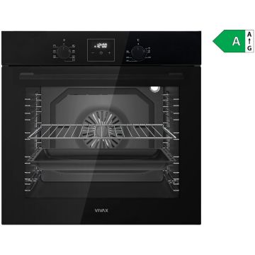 VIVAX Cuptor incorporabil VIVAX BO-808BFD G, Electric, Clasa A,Capacitate 80 l, 7 programe + Lumina, Grill, Convectie, Dezghetare, 2500W, Afisaj LCD digital, Timer, Child Lock, Butoane PiPo, Ventilatie tangentiala de racire, Usa dubla din sticla, Negru